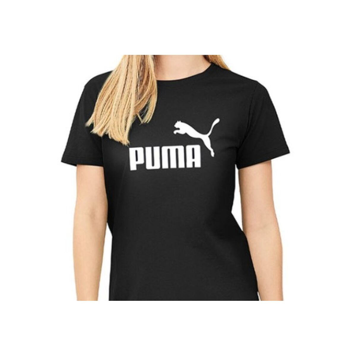 Women’s Short Sleeve T-Shirt Puma LOGO TEE 586774 01 Black