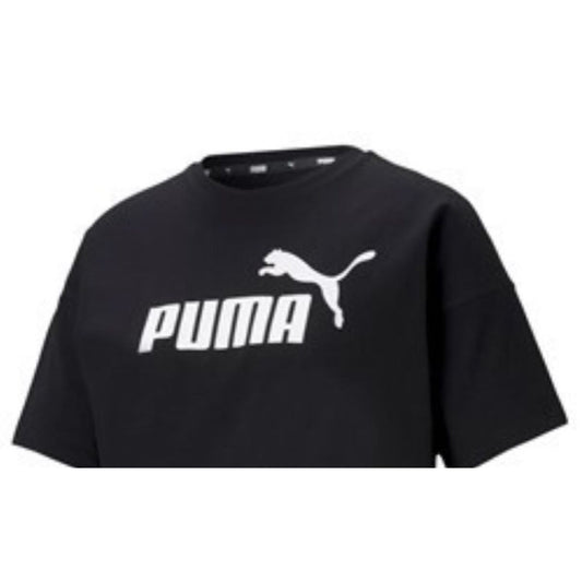 Women’s Short Sleeve T-Shirt Puma CROPPED LOGO TEE 586866 01  Black