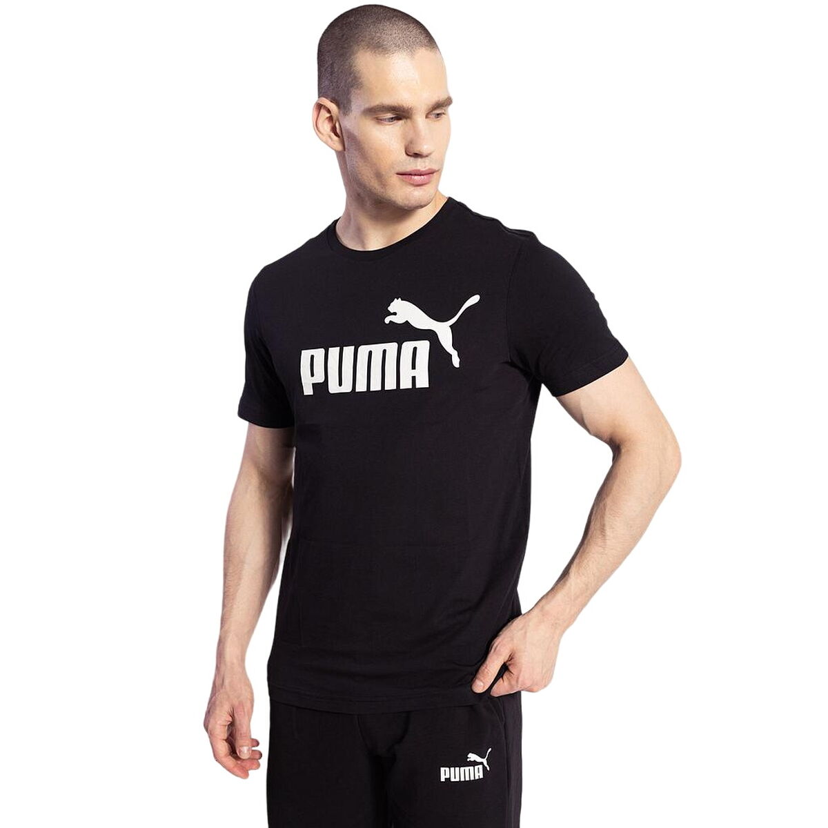 T-shirt à manches courtes homme Puma ESS LOGO TEE 586666 01 Noir