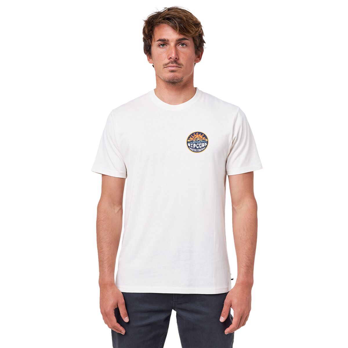 Herren Kurzarm-T-Shirt Rip Curl Down The Line Weiß Herren