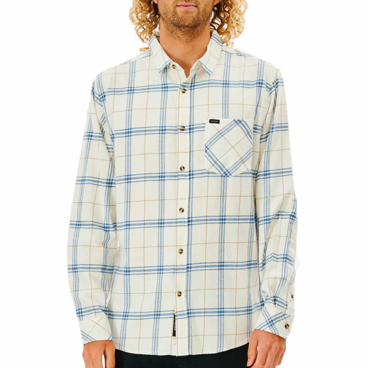 Herren Langarm-Hemd Rip Curl Checked in Flannel Franela Weiß