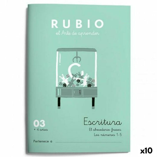 Cahier d'écriture et de calligraphie Rubio Nº03 A5 Espagnol 20 Volets (10 Unités)