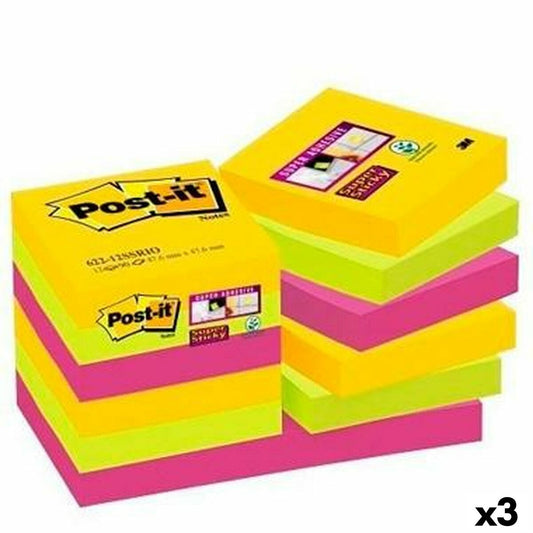 Set of Sticky Notes Post-it Super Sticky Multicolour 47,6 x 47,6 mm (3 Units)
