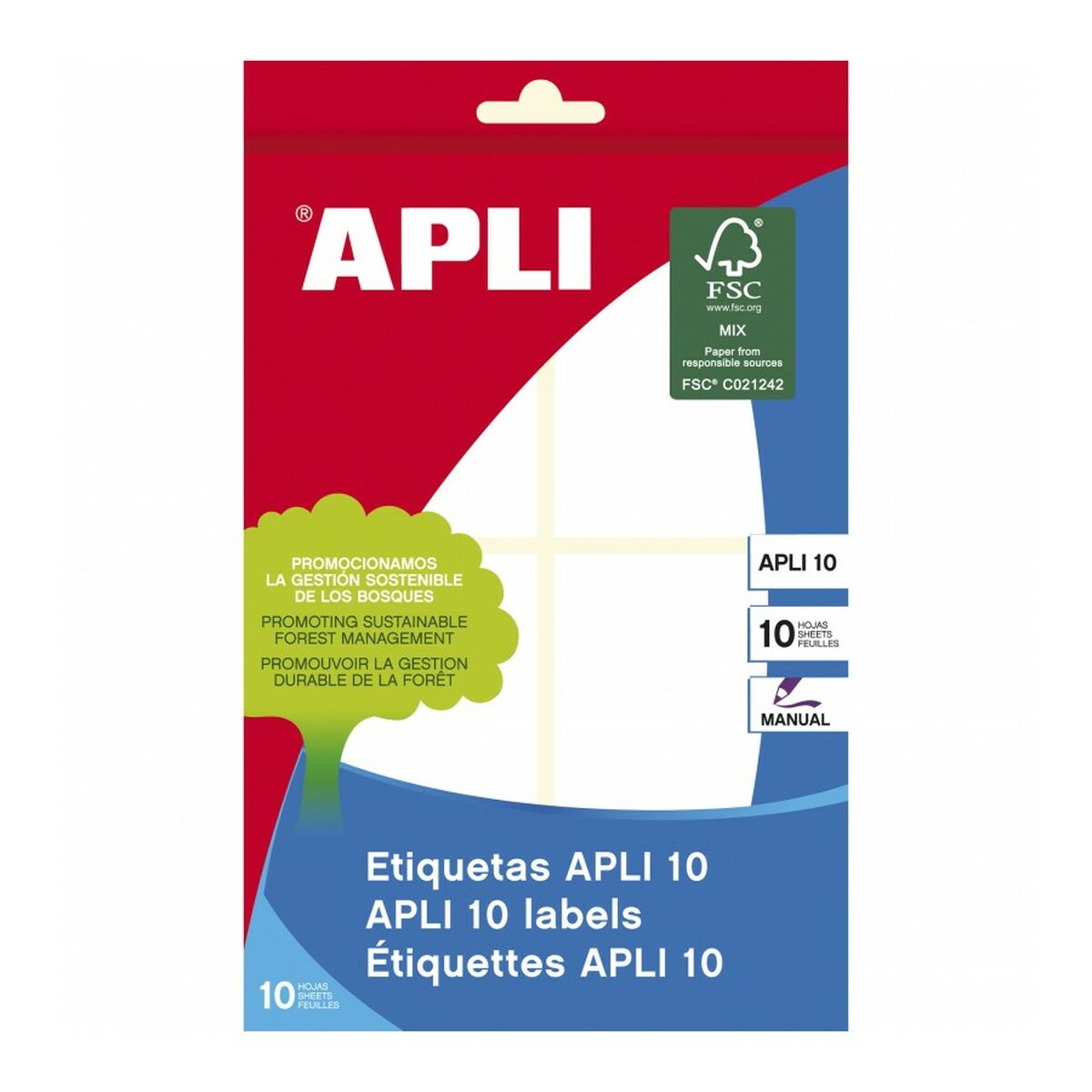 Adhesive labels Apli White 10 Sheets 50 x 70 mm (10 Units)