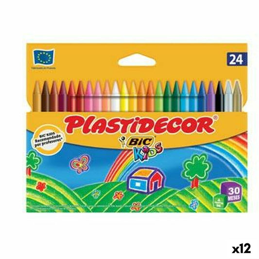 Crayons gras de couleur Plastidecor Multicouleur (12 Unités)