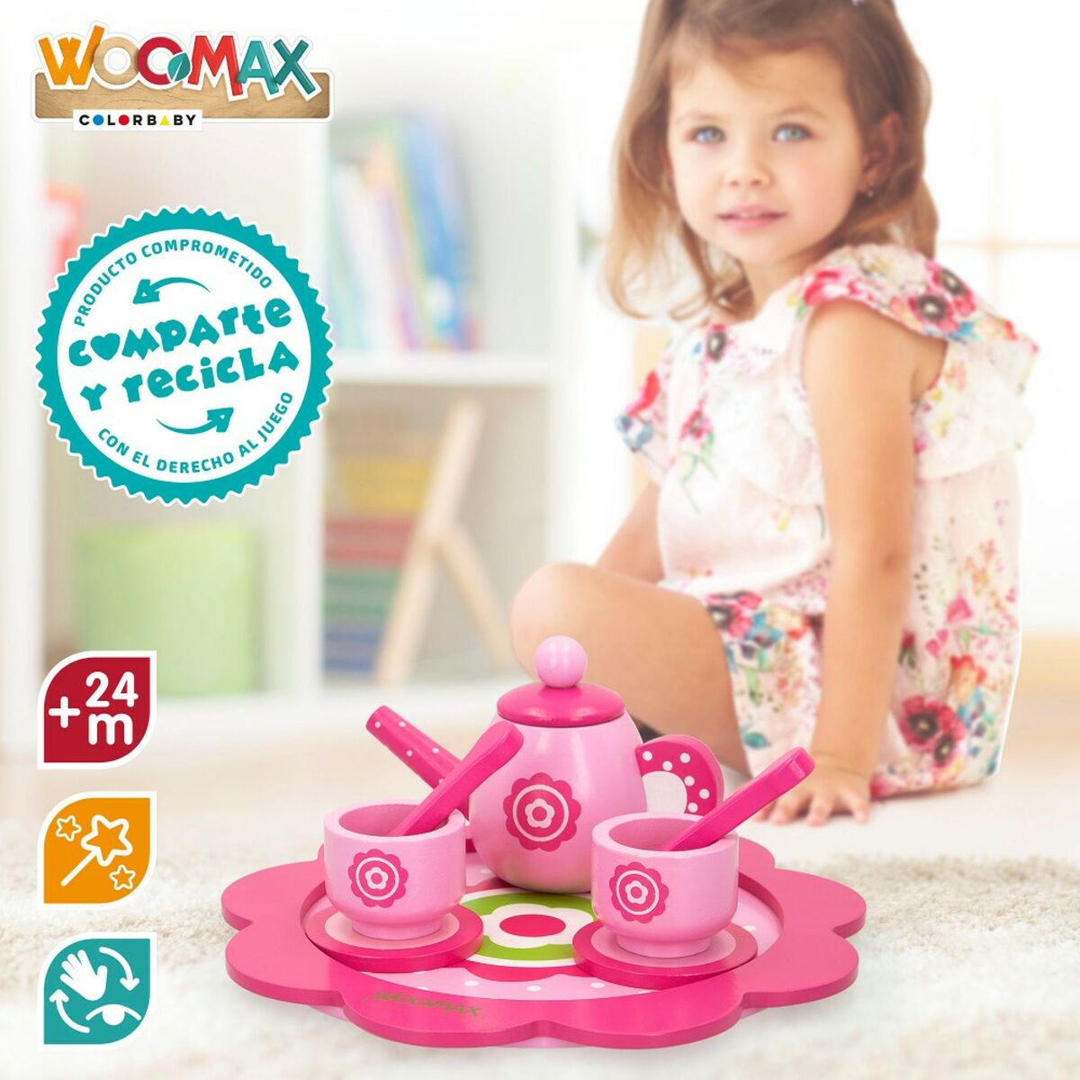 Tea set Woomax Toy 9 Pieces (4 Units)