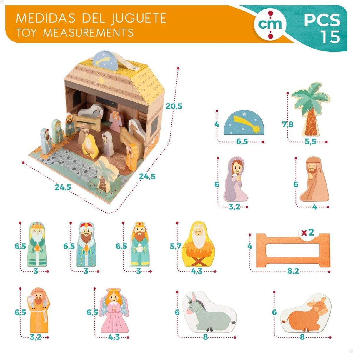 Crèche de Noël Woomax 15 Pièces 24,5 x 20,5 x 24,5 cm (6 Unités)