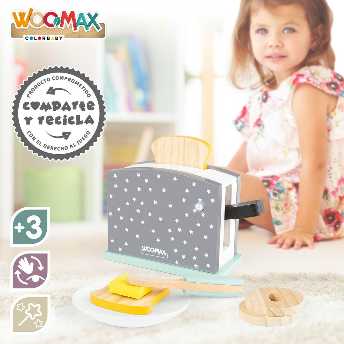 Grille-pain en jouet Woomax 8 Pièces 19,5 x 12,5 x 8 cm (4 Unités)