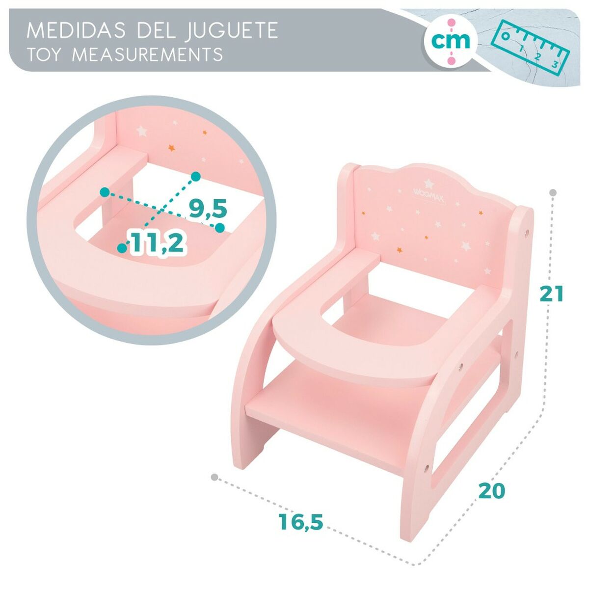 Chaise pour poupées Woomax 16,5 x 21 x 20 cm Rose 6 Unités