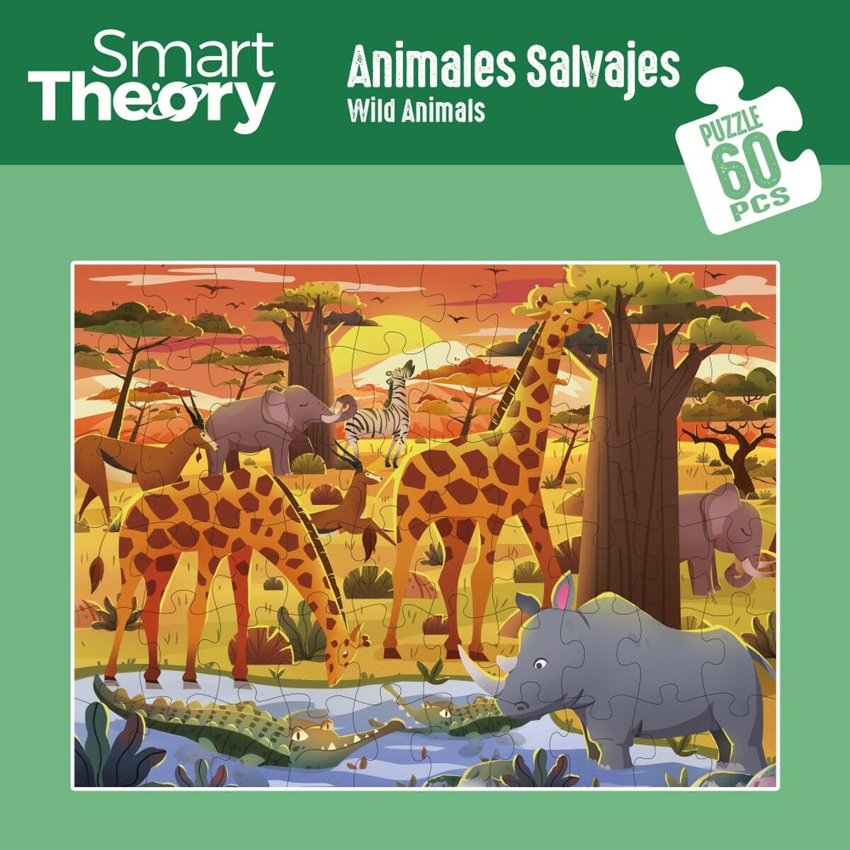 Child's Puzzle Colorbaby Wild Animals 60 Pieces 60 x 44 cm (6 Units)