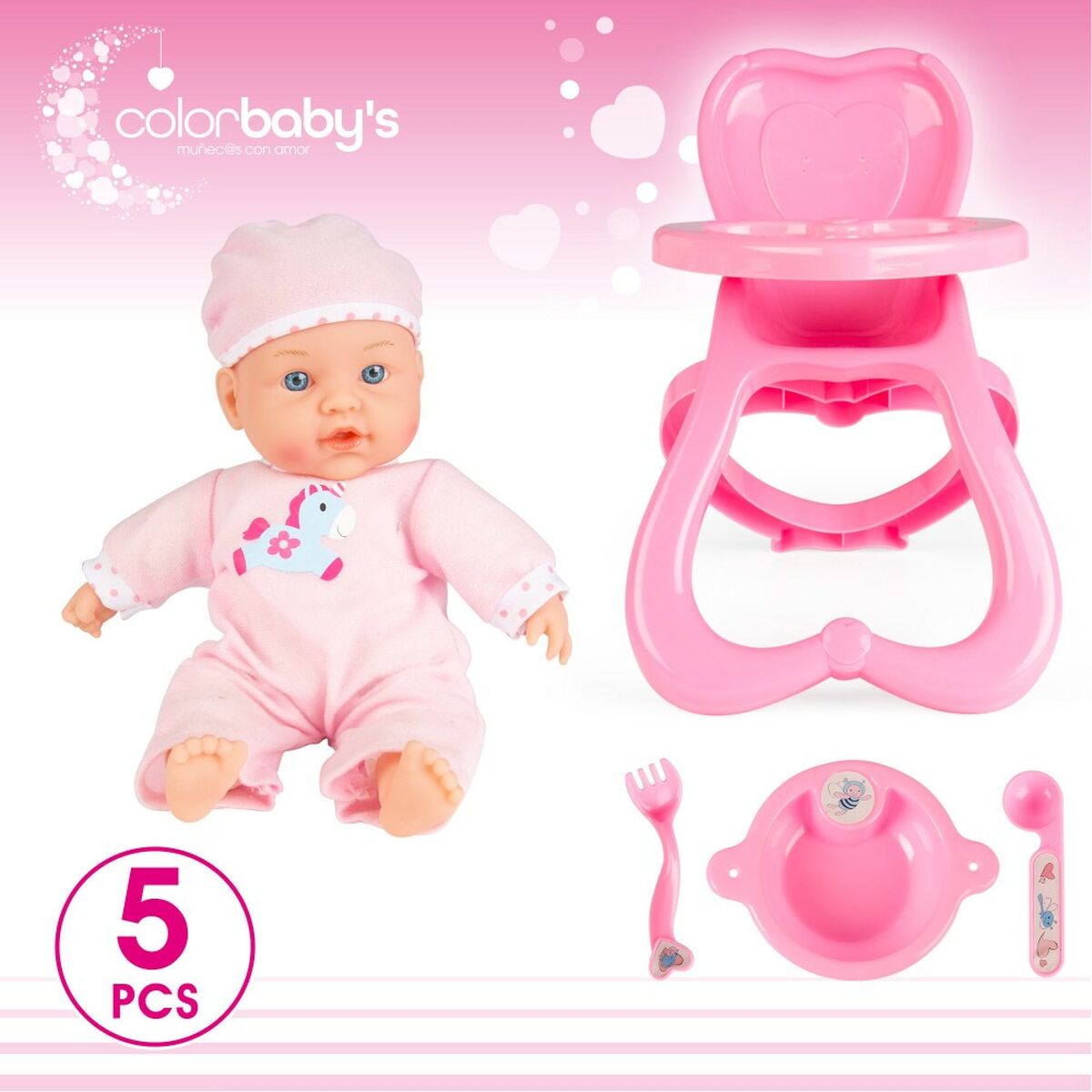 Baby-Puppe Colorbaby 2 Stück 22,5 x 34,5 x 33,5 cm