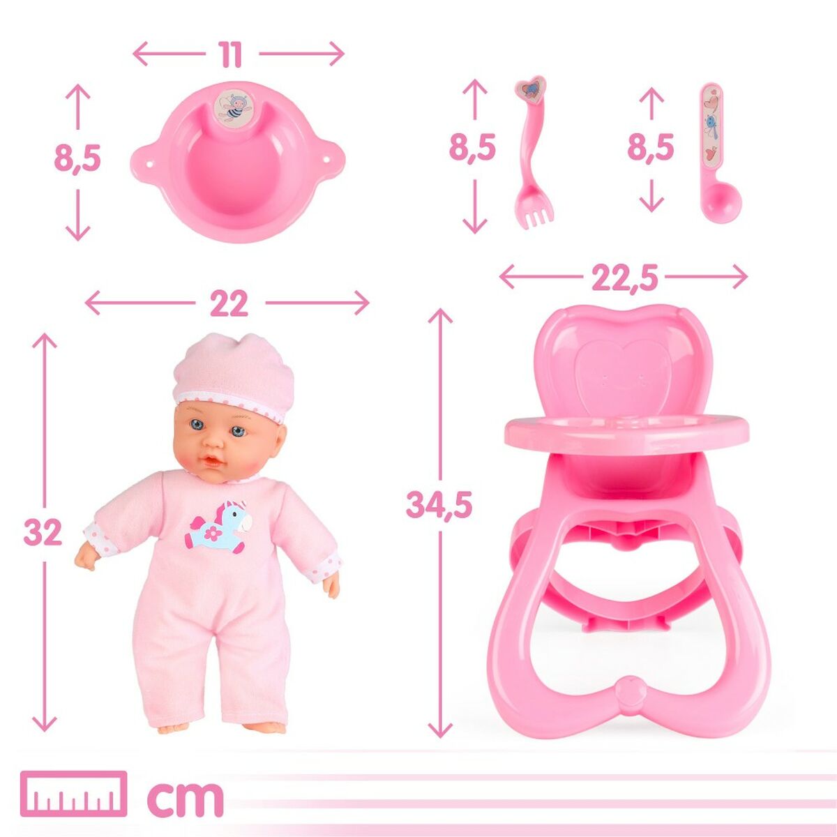 Baby doll Colorbaby 2 Units 22,5 x 34,5 x 33,5 cm