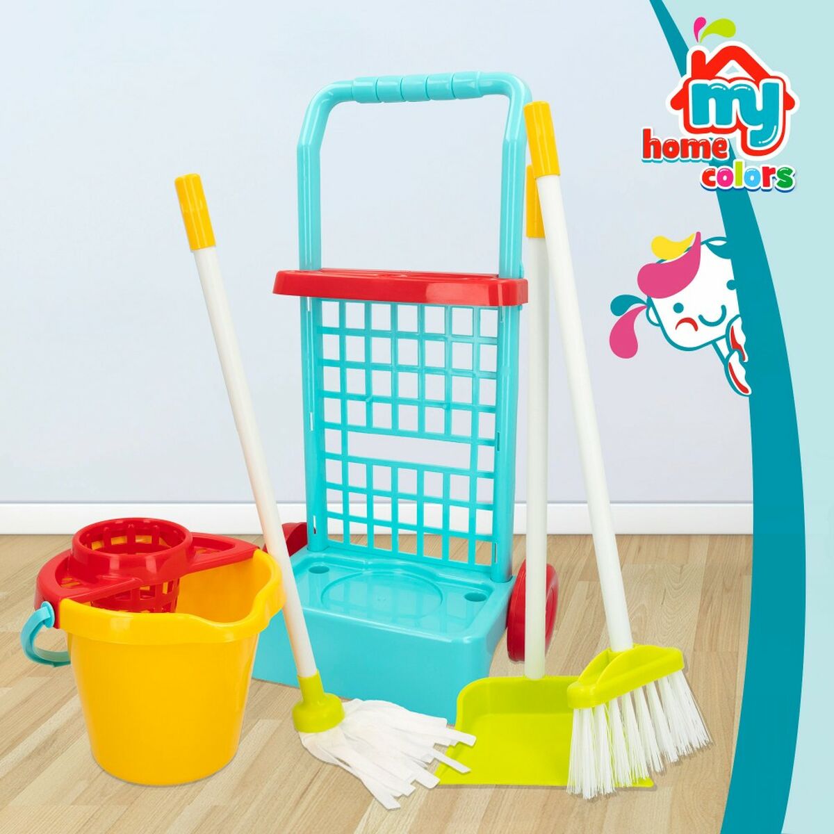 Cleaning Trolley with Accessories Colorbaby Toy 5 Pieces 30,5 x 55,5 x 19,5 cm (12 Units)