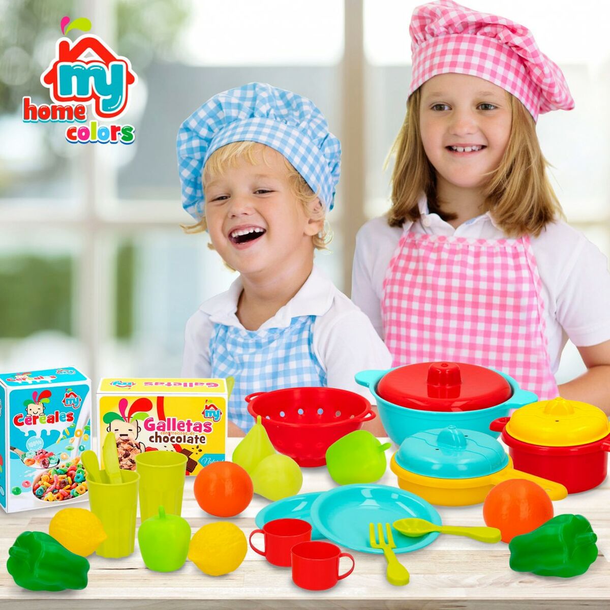 Set de jouets alimentaires Colorbaby Linge et ustensiles de cuisine 31 Pièces (6 Unités)