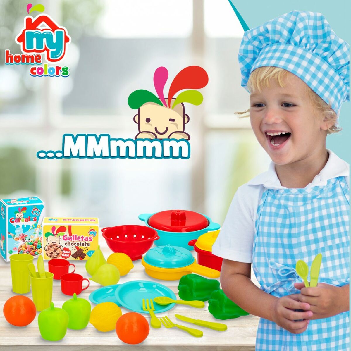 Set de jouets alimentaires Colorbaby Linge et ustensiles de cuisine 31 Pièces (6 Unités)