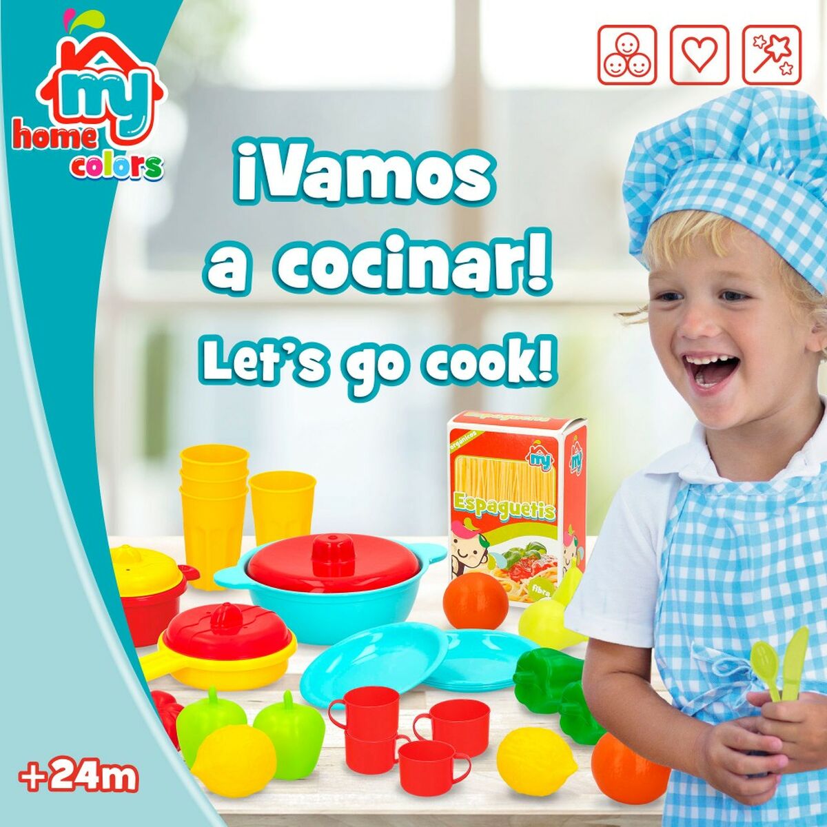 Set de jouets alimentaires Colorbaby Linge et ustensiles de cuisine 31 Pièces (6 Unités)