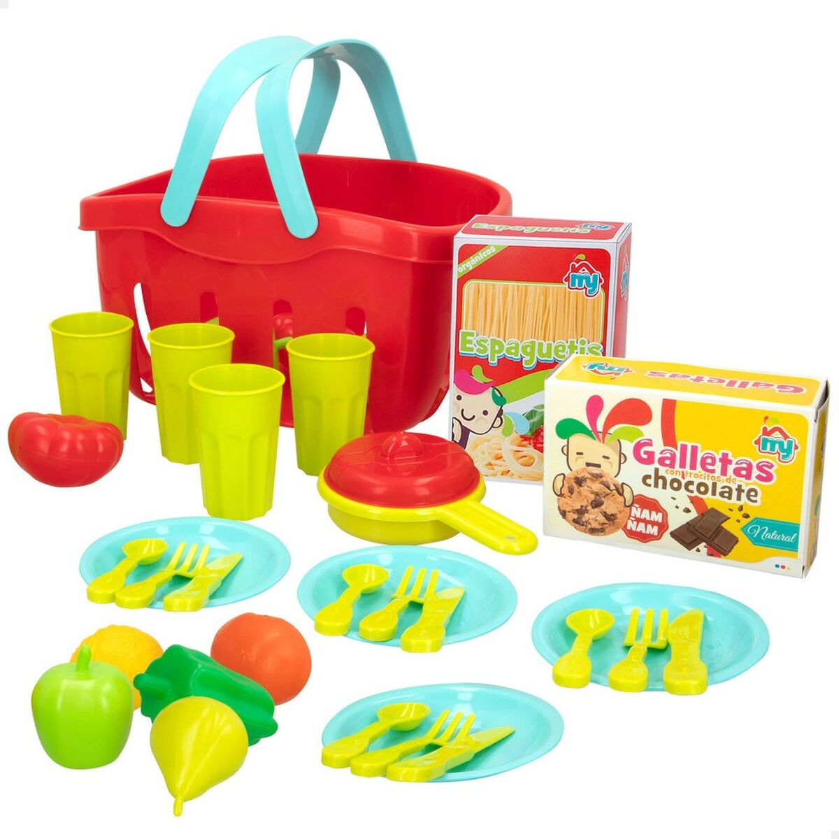 Set de jouets alimentaires Colorbaby Linge et ustensiles de cuisine 33 Pièces (12 Unités)