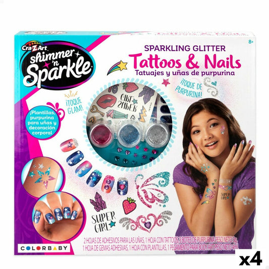 Beauty Kit Cra-Z-Art 1 x 8,5 x 1 cm Children's Tattoos Nails 4 Units