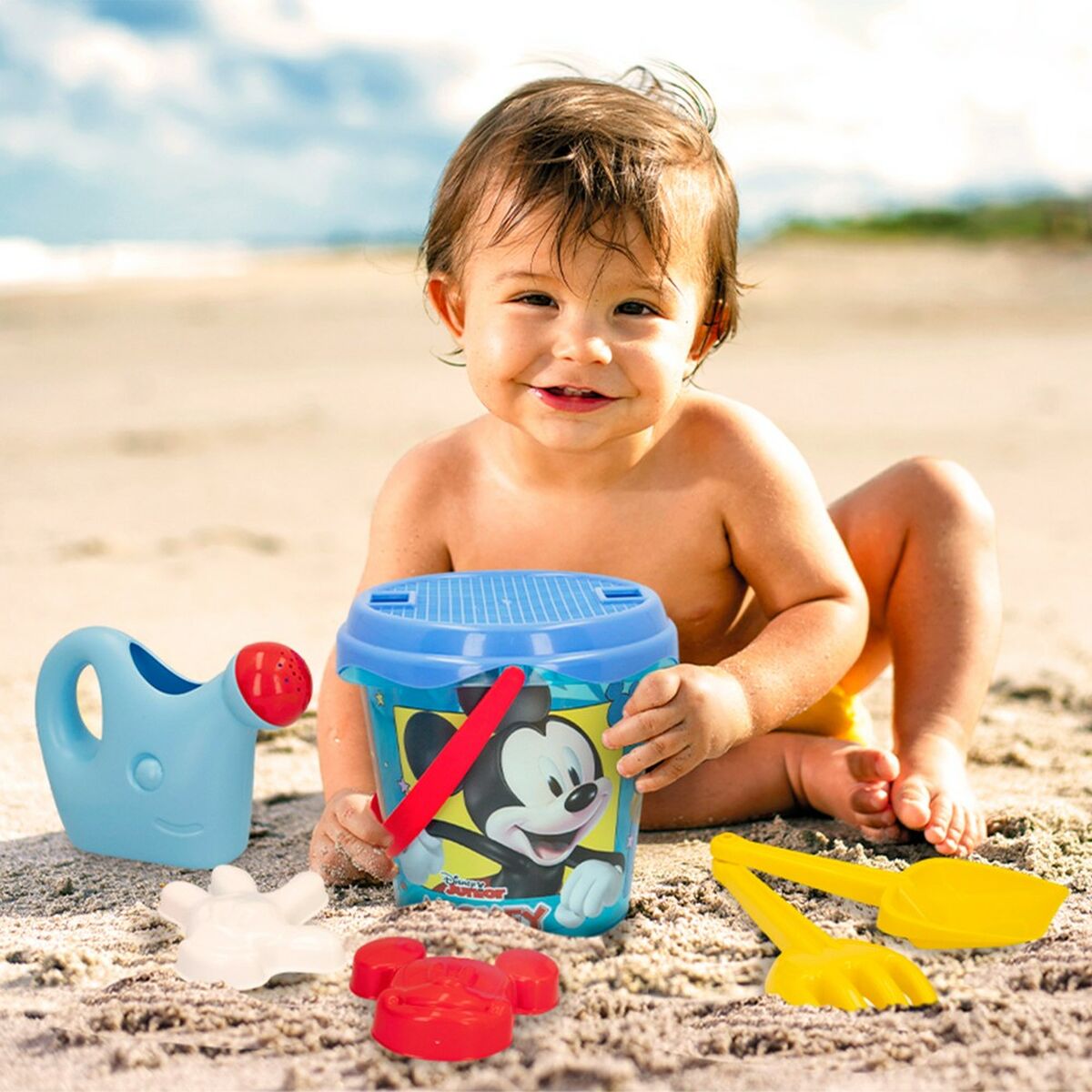 Set de jouets de plage Mickey Mouse Ø 18 cm polypropylène (12 Unités)