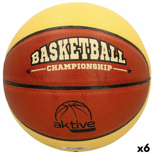 Ballon de basket Aktive 5 Beige Orange PVC 6 Unités