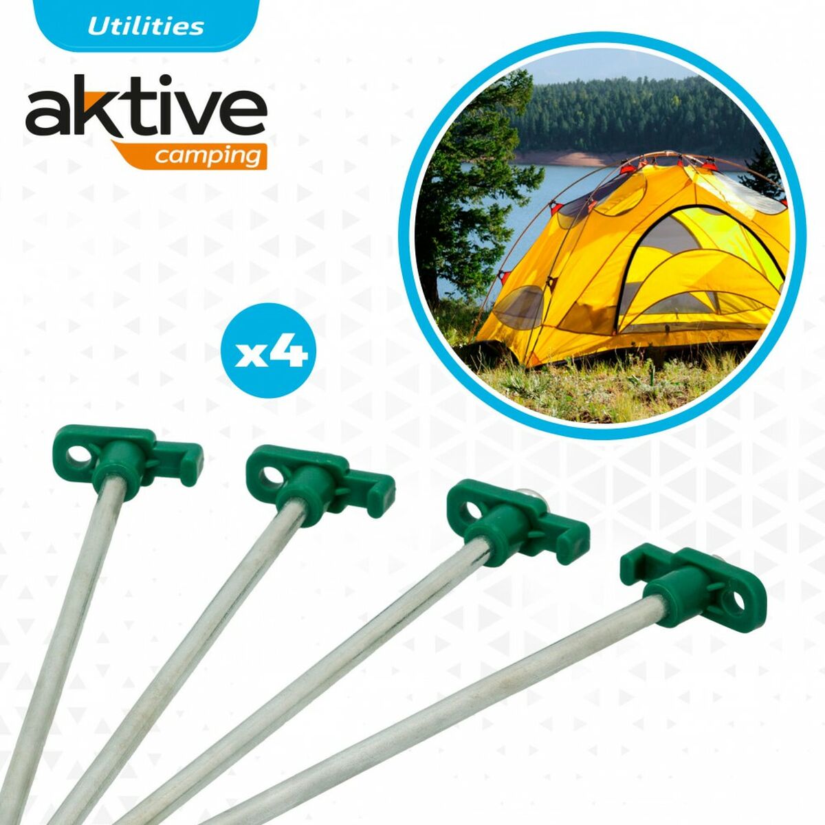 Spitzhacke für Camping Aktive 25 cm 4 Stücke Ø 8 mm (24 Stück)