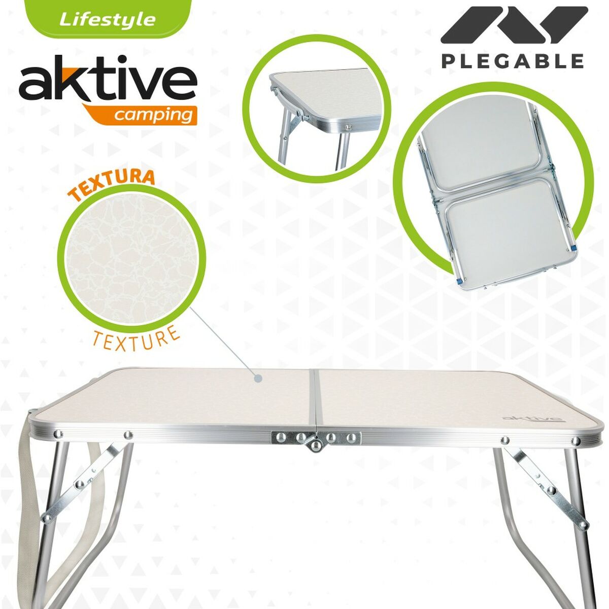 Table Piable Aktive Crème 60 x 25 x 40 cm (4 Unités)