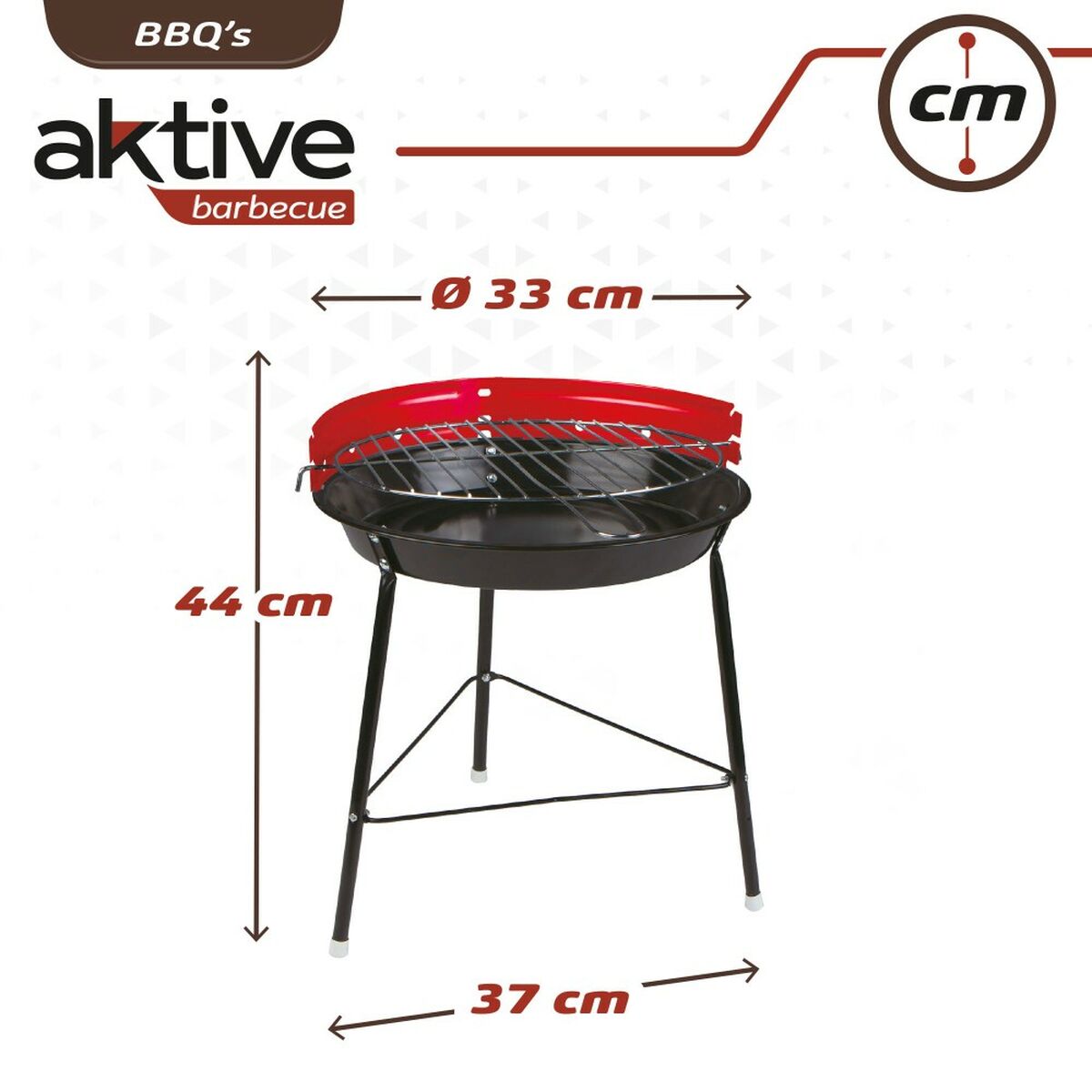 Grill Tragbarer Aktive Eisen Kunststoff 37 x 44 x 33 cm (6 Stück) Rot