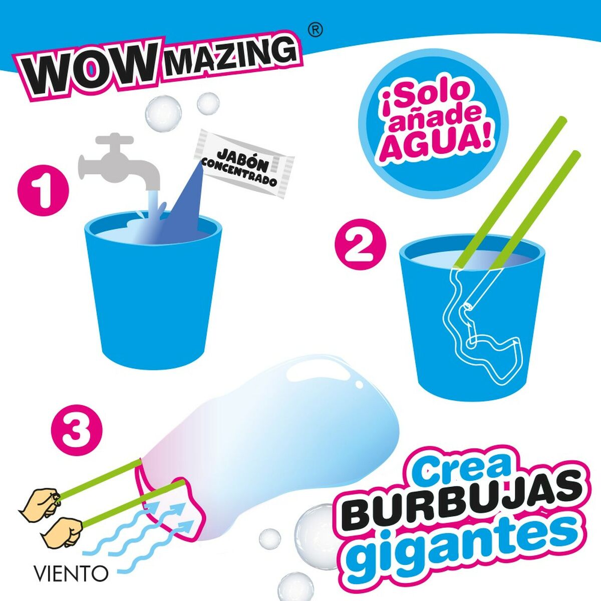 Jeu de Bulles de Savon WOWmazing 41 cm (20 Unités)