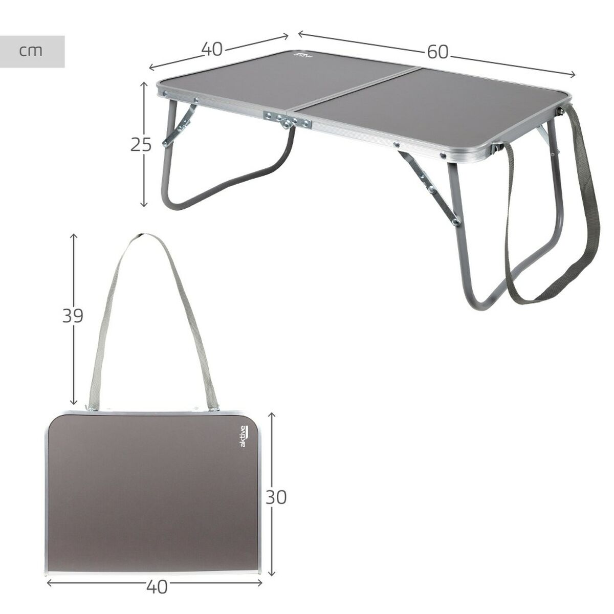 Table Klapptisch Aktive Camping Anthrazit 60 x 25 x 40 cm (4 Stück)