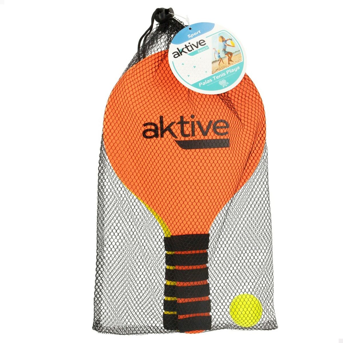 Raquettes de Plage avec Balle Aktive Jaune Orange 18,5 x 32,5 cm (6 Unités)