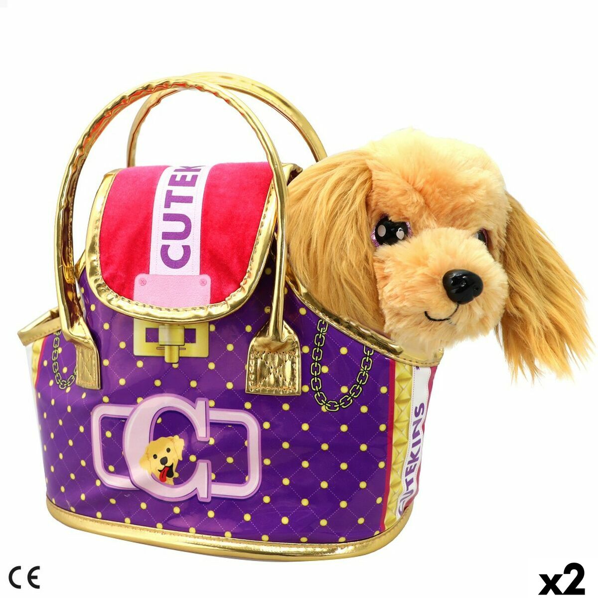 Jouet Peluche Funville Cutekins Sac Chien 25 x 20 x 13 cm (2 Unités)