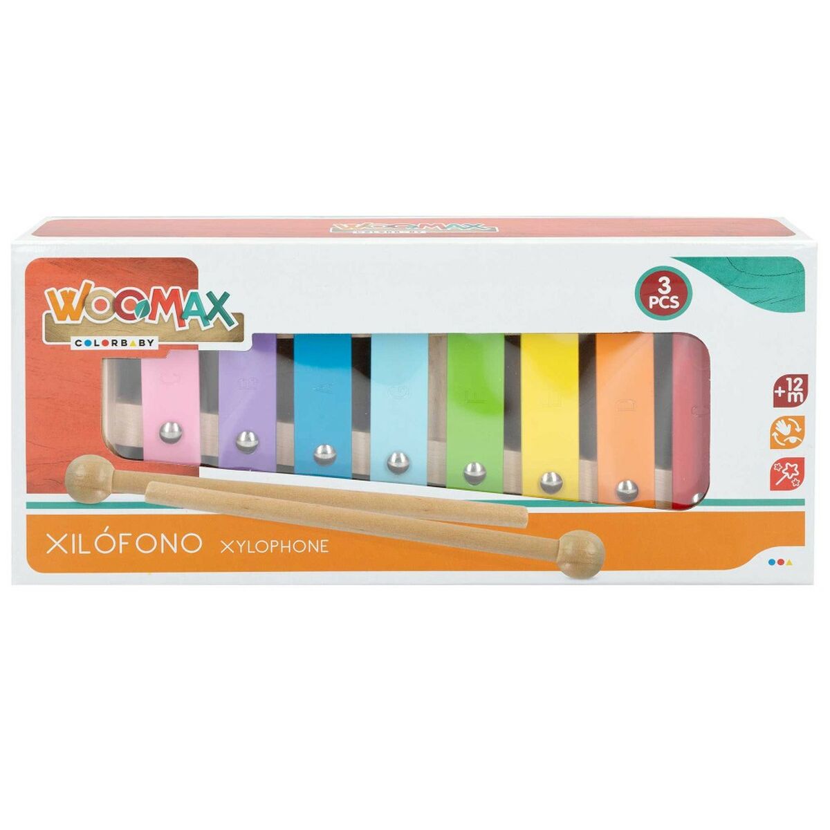 Xylophone Woomax Bois Métal 26 x 4,5 x 11,5 cm (6 Unités)