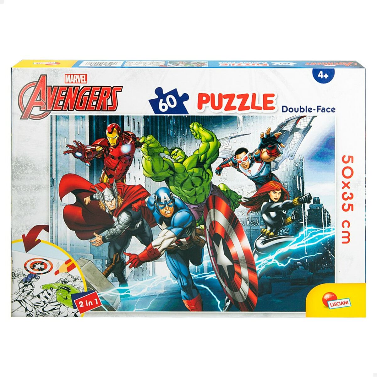 Kinderpuzzle The Avengers Beidseitig 60 Stücke 50 x 35 cm (12 Stück)