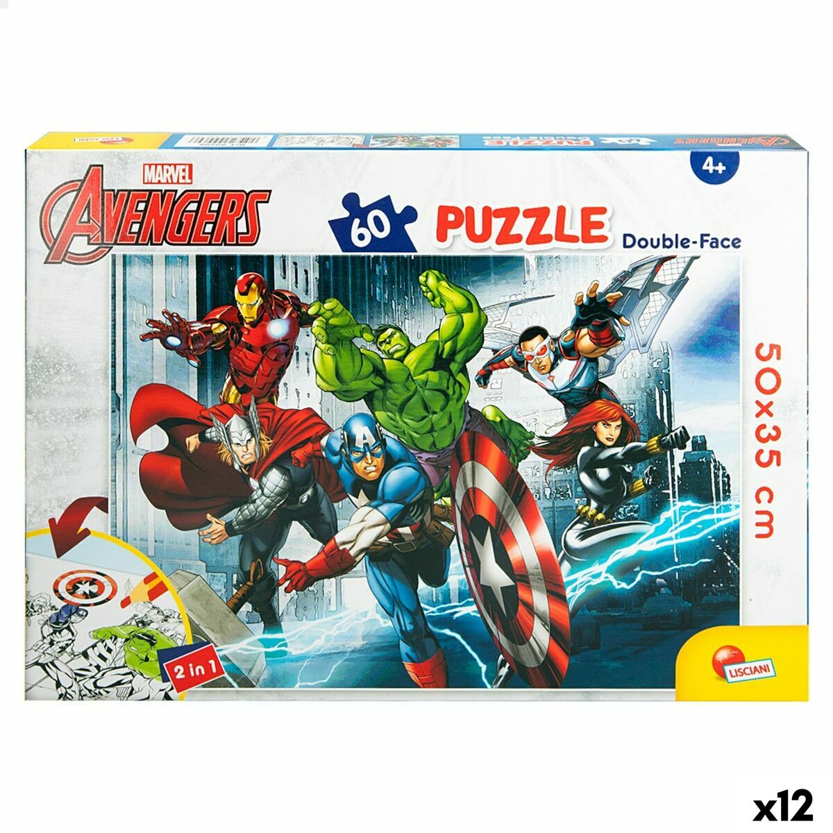 Kinderpuzzle The Avengers Beidseitig 60 Stücke 50 x 35 cm (12 Stück)