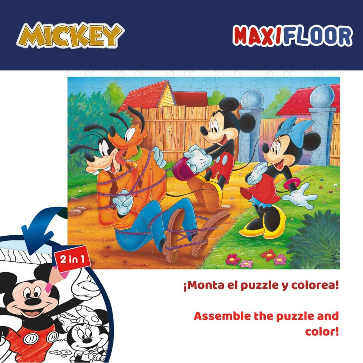 Child's Puzzle Mickey Mouse Double-sided 108 Pieces 70 x 1,5 x 50 cm (6 Units)