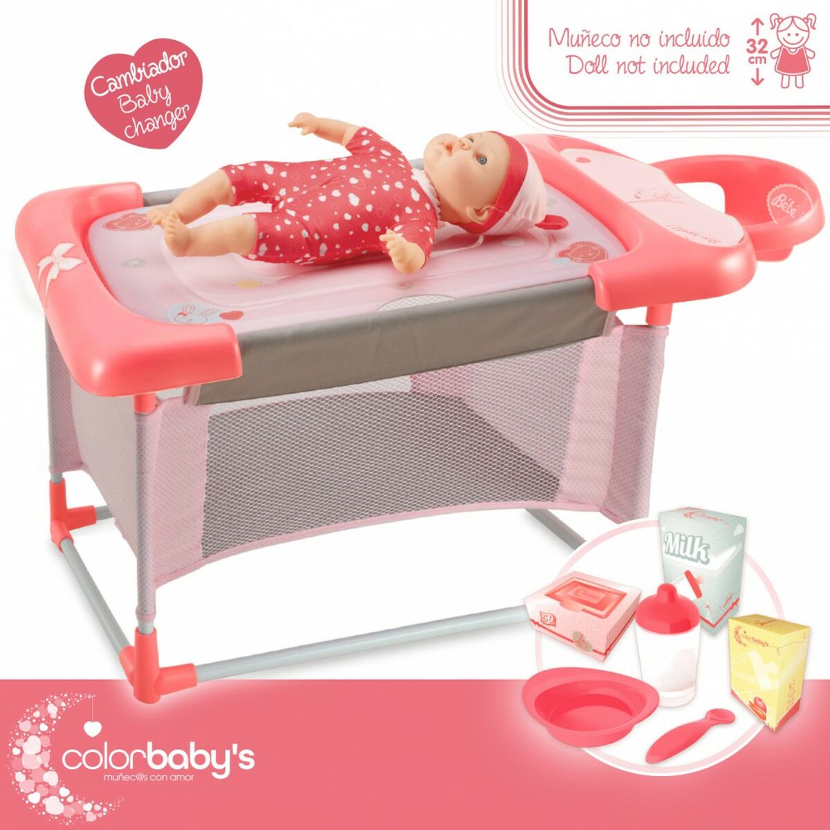 Wickeltisch für Puppen Colorbaby 3 in 1 68 x 32,5 x 34 cm 2 Stück