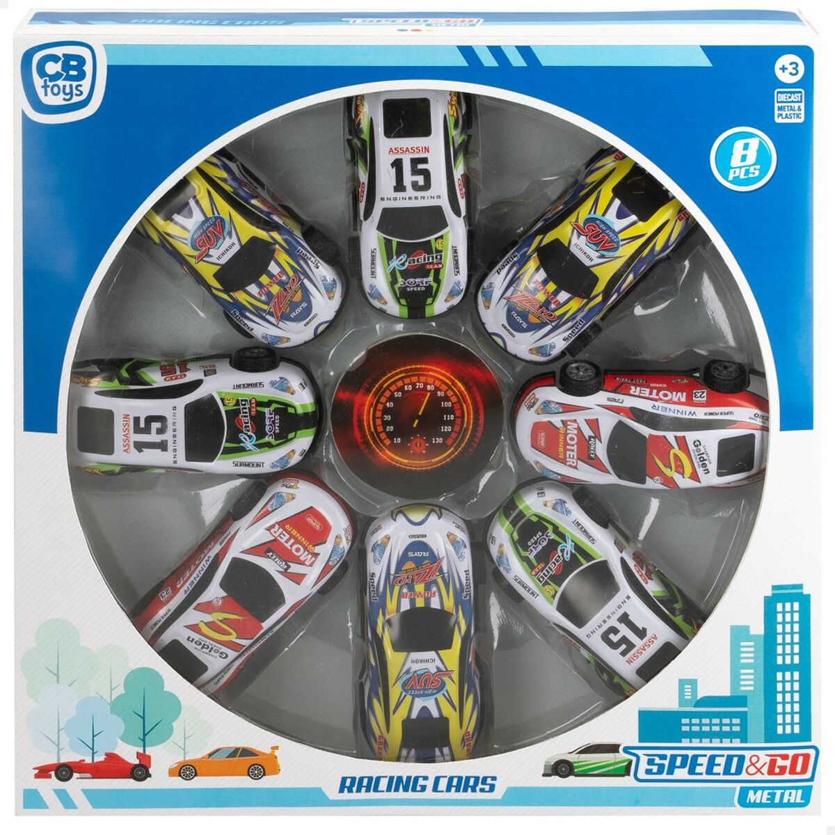 Spielset Fahrzeuge Speed & Go 8,9 x 2,7 x 4 cm (6 Stück)