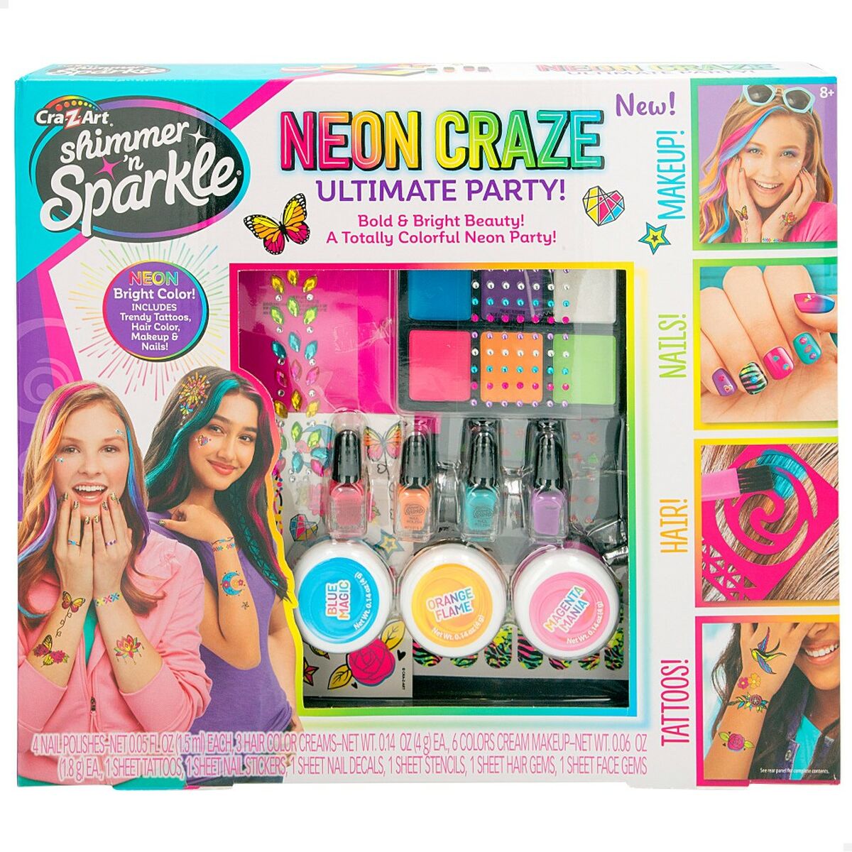 Beauty Kit Cra-Z-Art Ultimate Party 10 x 1 x 7,5 cm Children's Neon Nails Hair Body 4 Units
