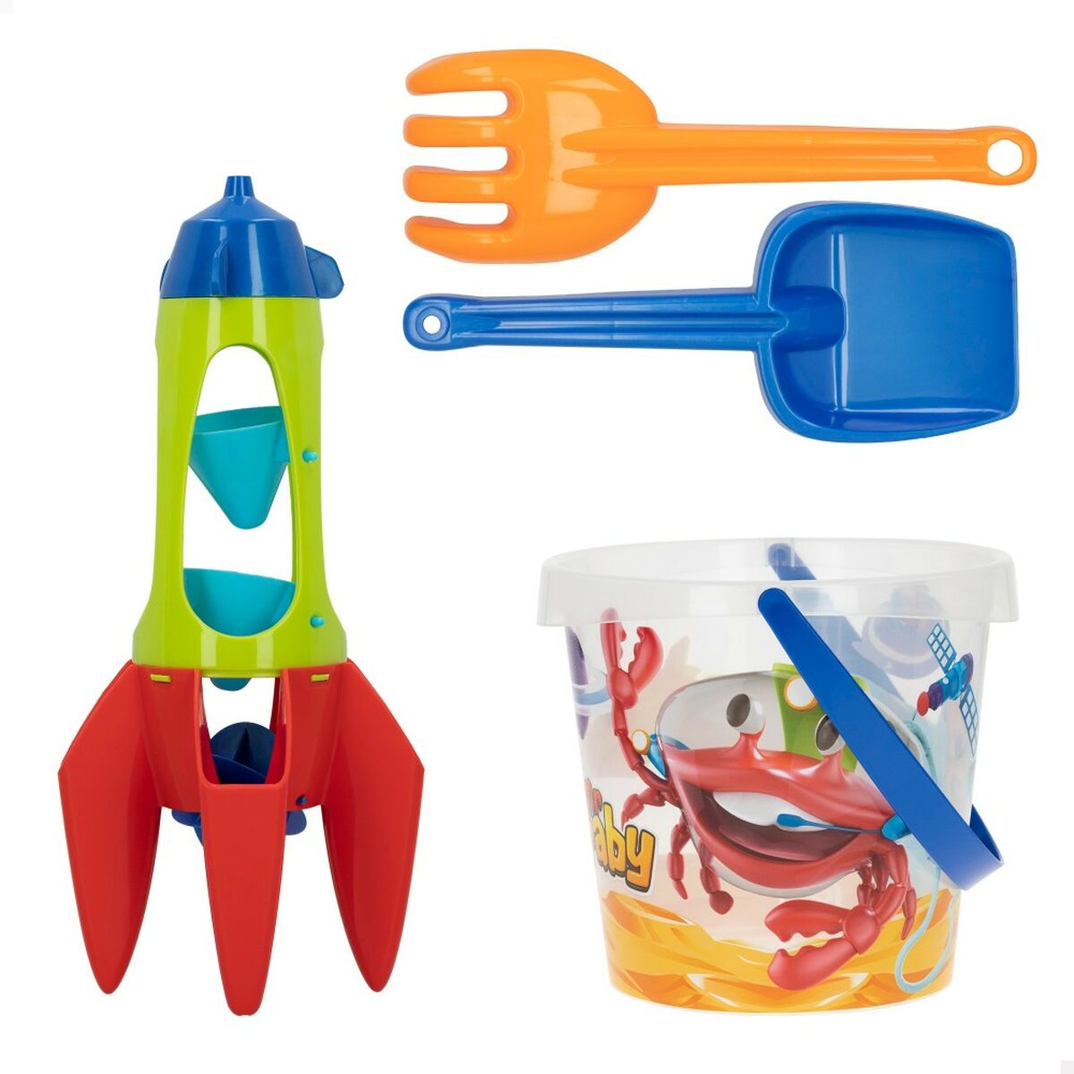 Set de jouets de plage Colorbaby Mr Craby Ø 18 cm polypropylène (16 Unités)