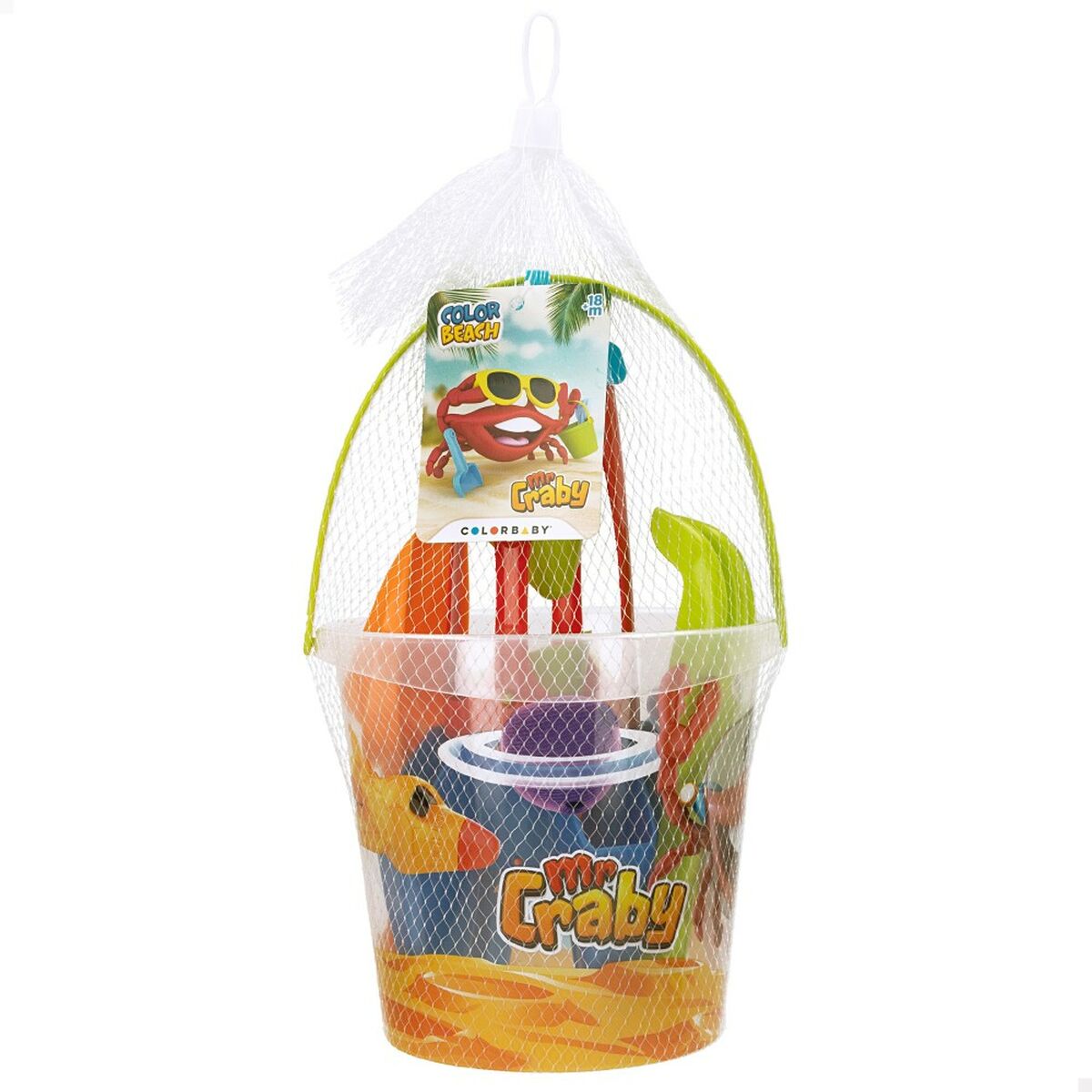 Set de jouets de plage Colorbaby Mr Craby Ø 18 cm polypropylène (16 Unités)