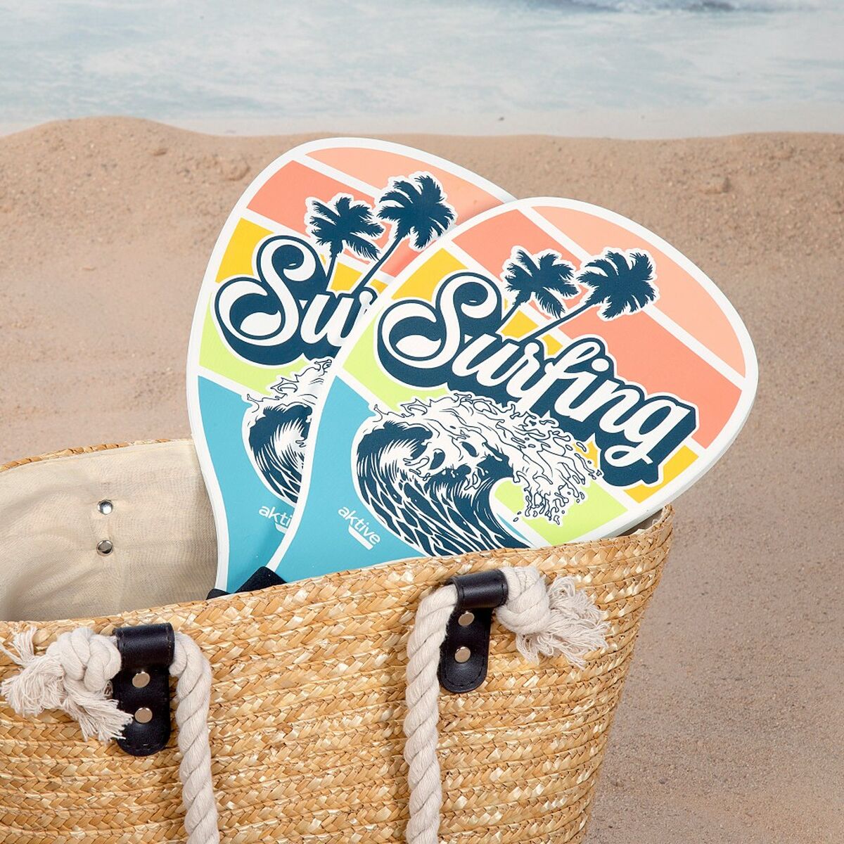 Beach Spades with Ball Aktive Surf 20 x 40 cm (12 Units)