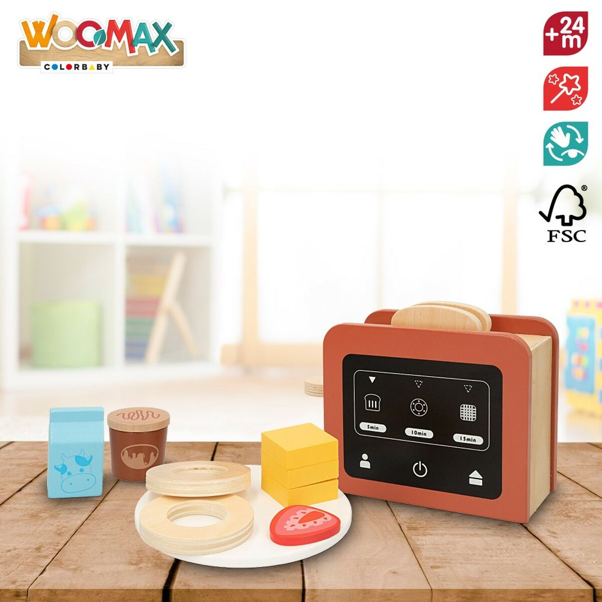 Toy toaster Woomax 10 Pieces 18,5 x 12,5 x 7,5 cm (4 Units)