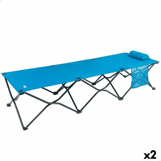 Lit pliant Aktive Bleu Camping 178 x 62 x 38 cm 178 x 38 x 62 cm (2 Unités)